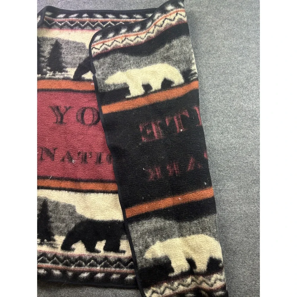 Earth Ragz Yosemite National Park Blanket Unisex OS Burgundy Bear Fleece Throw‎
